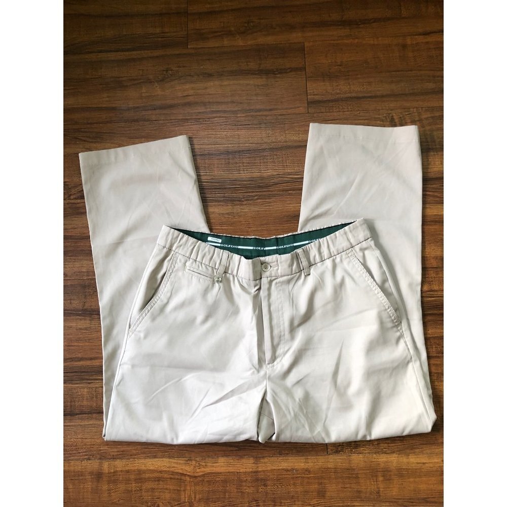 Golfino Men's  Size 31x 26 Khaki Tan tech Golf Pants Elastic Waist